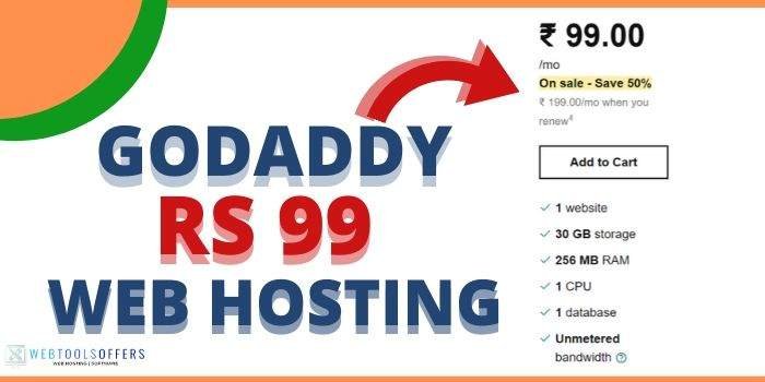 GoDaddy 99 Rs Web hosting& Domain Plan